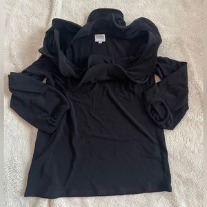 Armani Collezioni Black 3/4 Sleeve Top with Exaggerated Ruffle Collar
